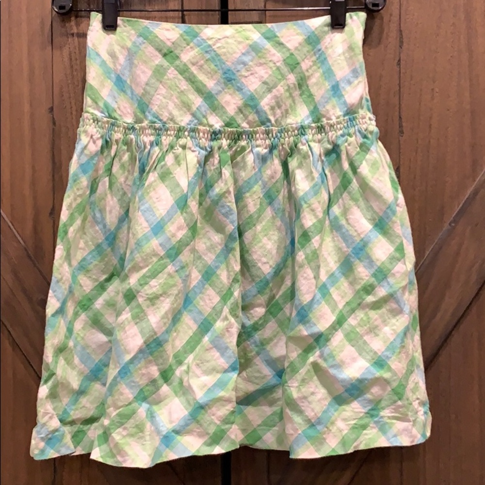 gingham print Ann Taylor LOFT linen skirt, 2